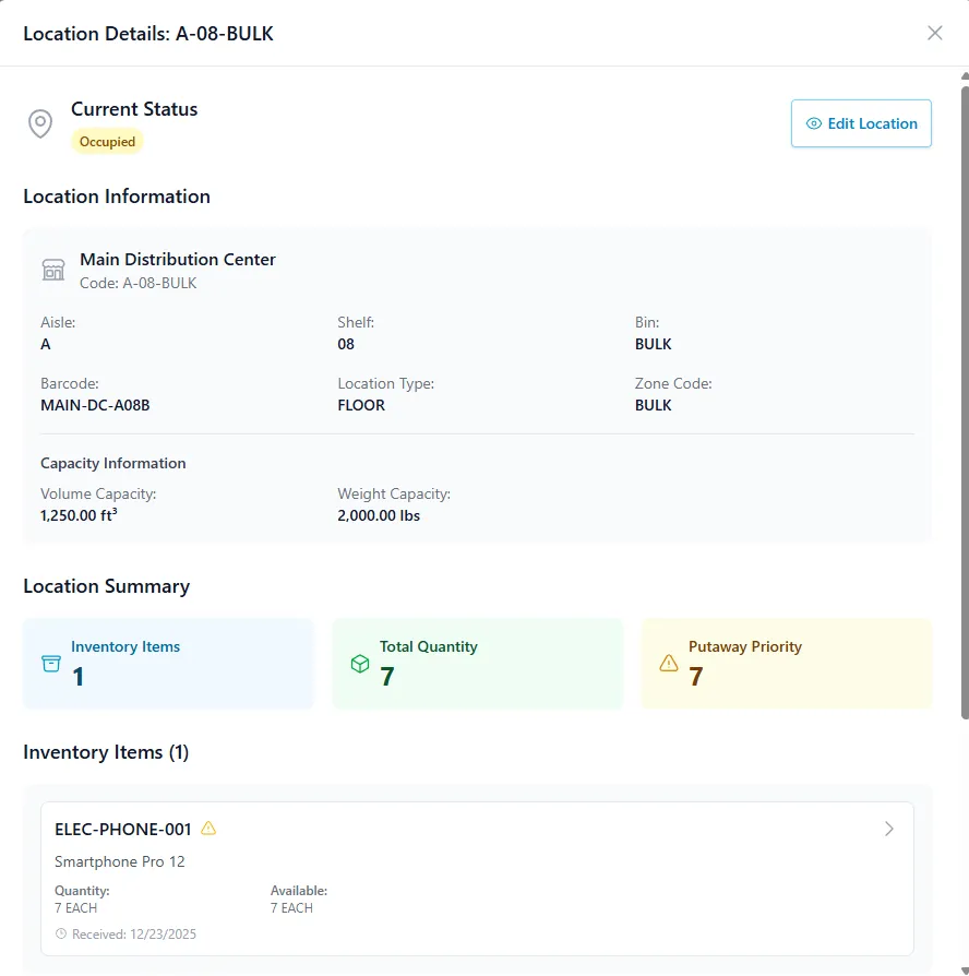 Real-time Inventory Details for Hazmat Items
